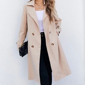 Lapel Neck Double Breasted Trench Coat